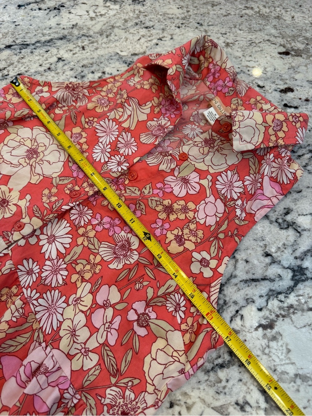 BOG Collective Coral Floral Tiered Midi Dress Size M Spring - Picture 6 of 9